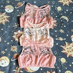 Flora High Neck Pink Lace Bralette Bundle Large